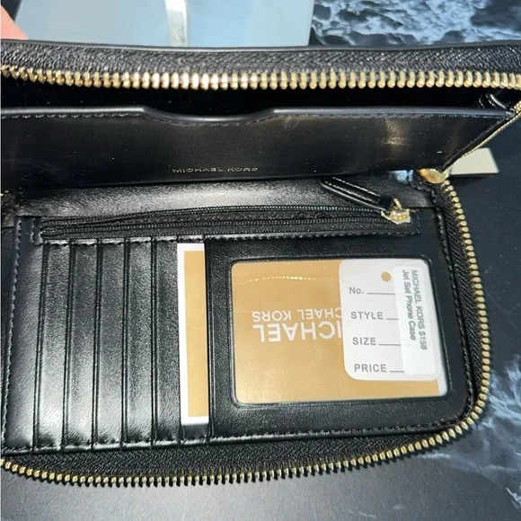 MICHAEL KORS Wristlet Wallet JS Large Flat Multi Phone Case Black AUTHENTIC NEW - Picture 6 of 6